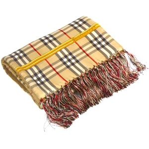 Burberrys of London Silk/Wool/Cashmere Nova Check Fringed Scarf 58" x 11"